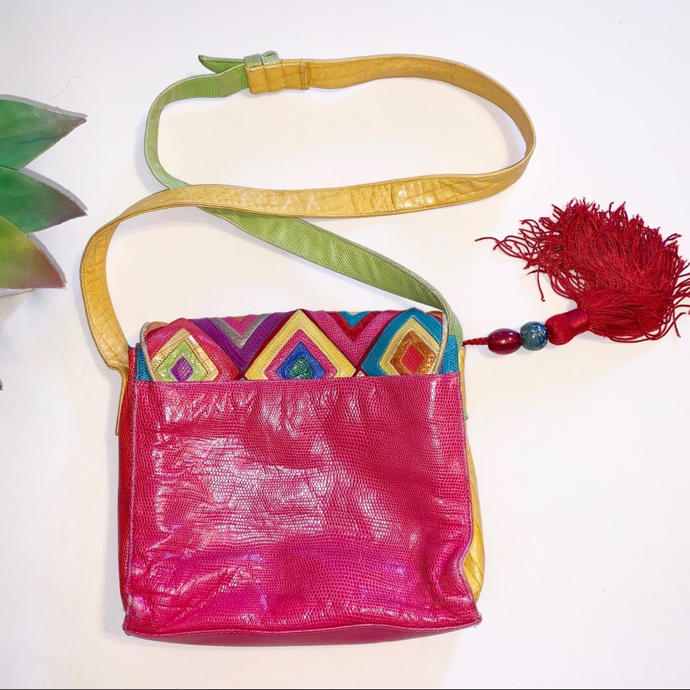 ****SOLD*****Sharif vintage multicolor leather bag - Picture 3 of 8